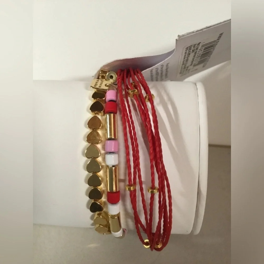 Puravida Set of 3 Bracelets Red and Gold.